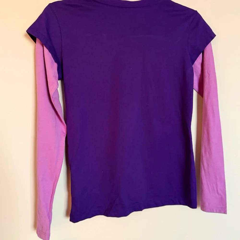 Nike Girls Purple Rhinestone Swoosh Long Sleeve Top Size L
